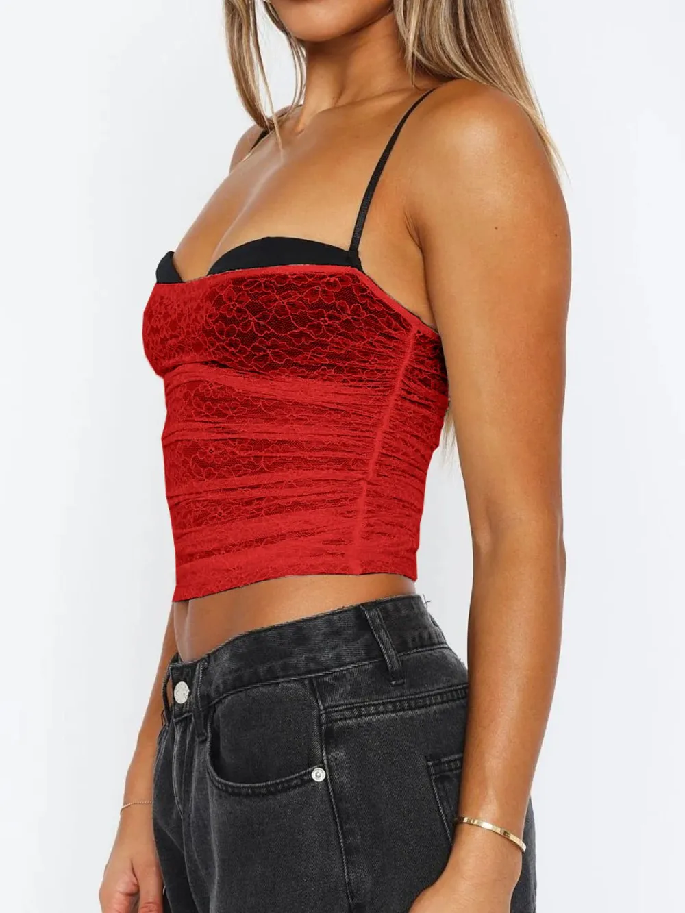 Lace Sweetheart Neck Cami, image 4