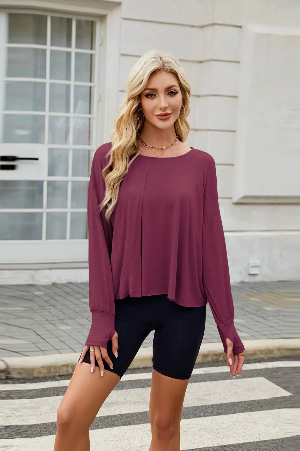 Backless Round Neck Long Sleeve T-Shirt, image 12