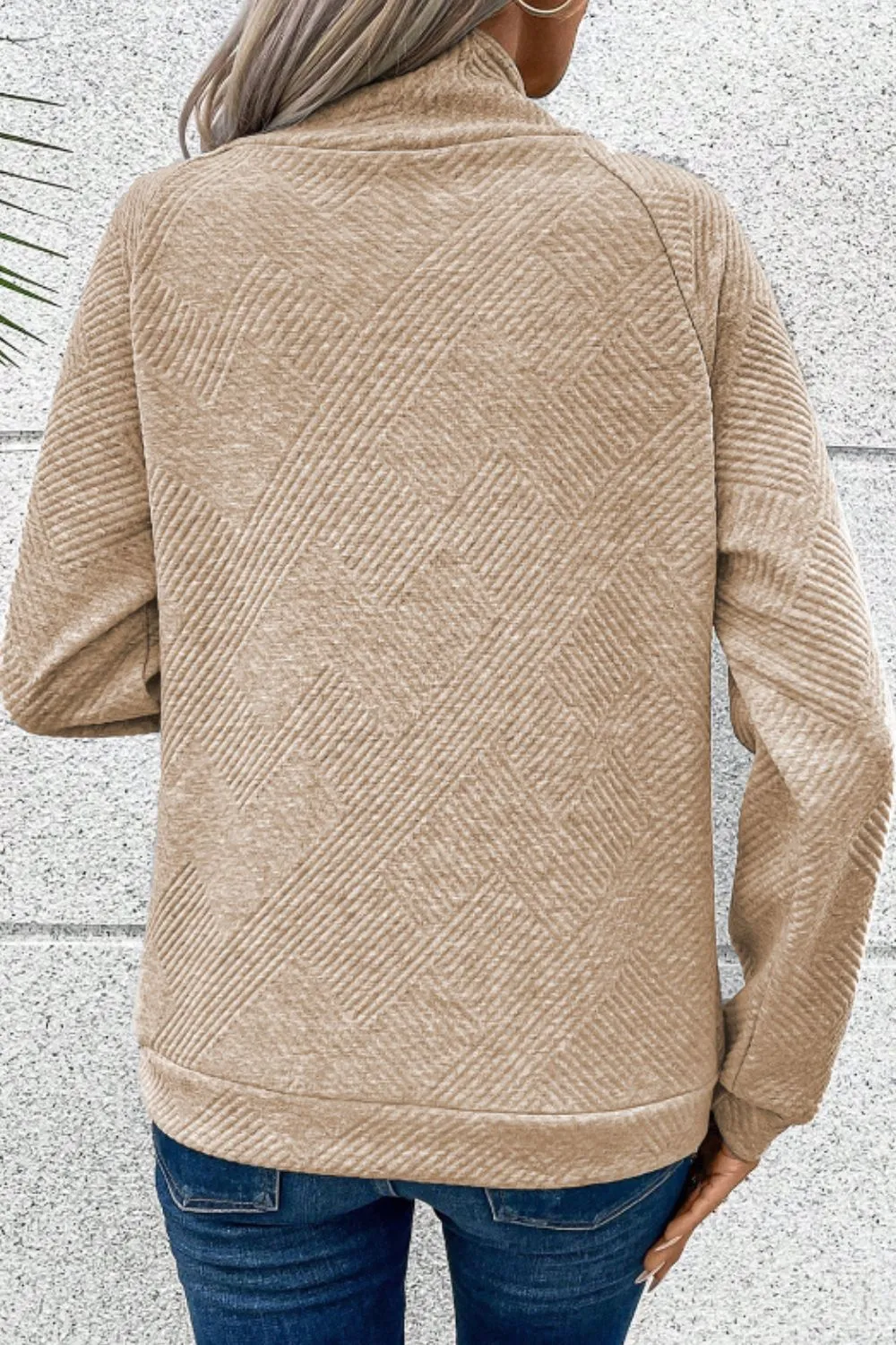 Textured Turtleneck Long Sleeve Sweatshirt, image 8