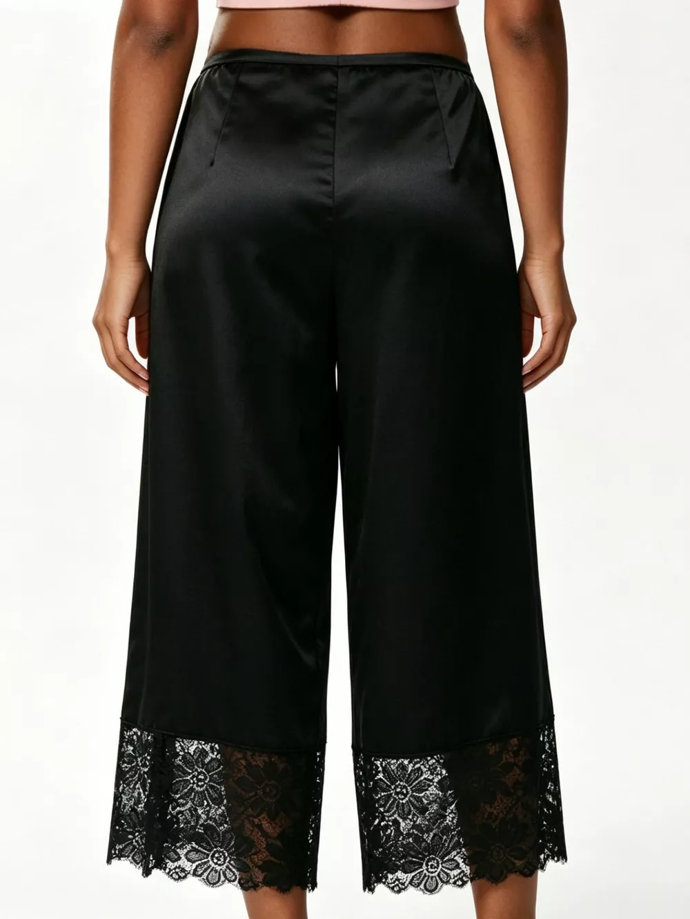 Lace Trim Wide-Leg Cropped Pants, image 14
