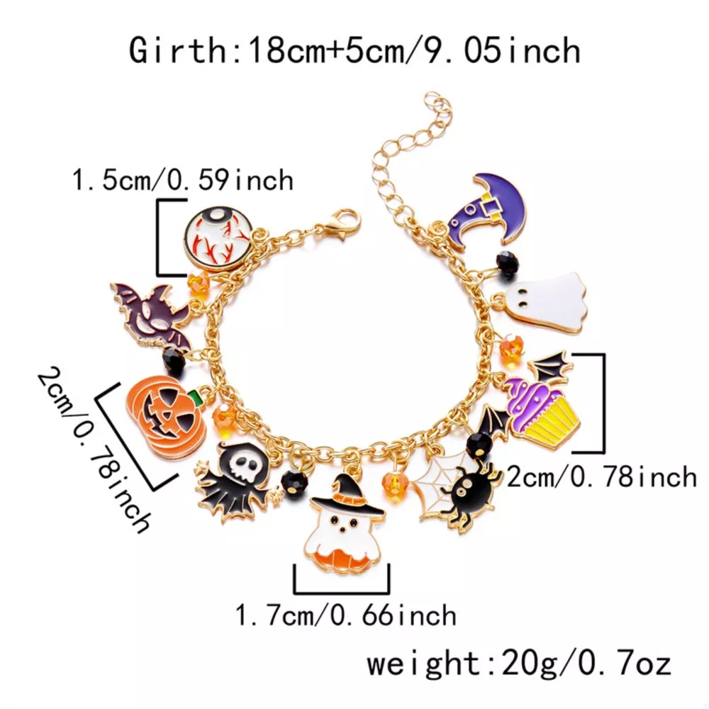 18K Gold-Plated Halloween Charm Bracelet, image 11