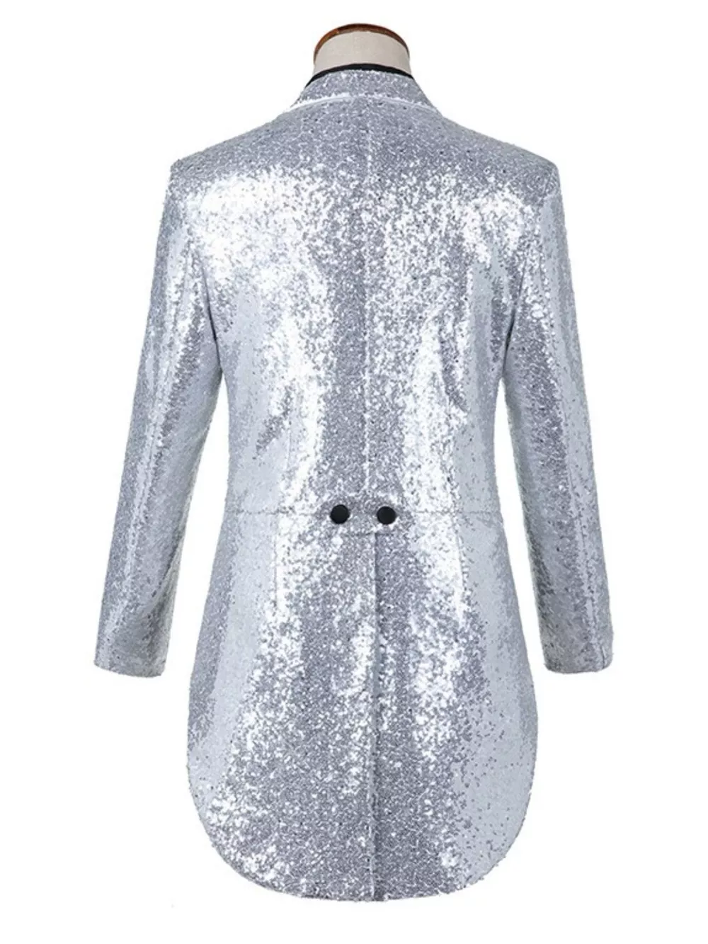 Men's Plus Size Sequin Button Up Long Sleeve Tailcoat Blazer, image 6