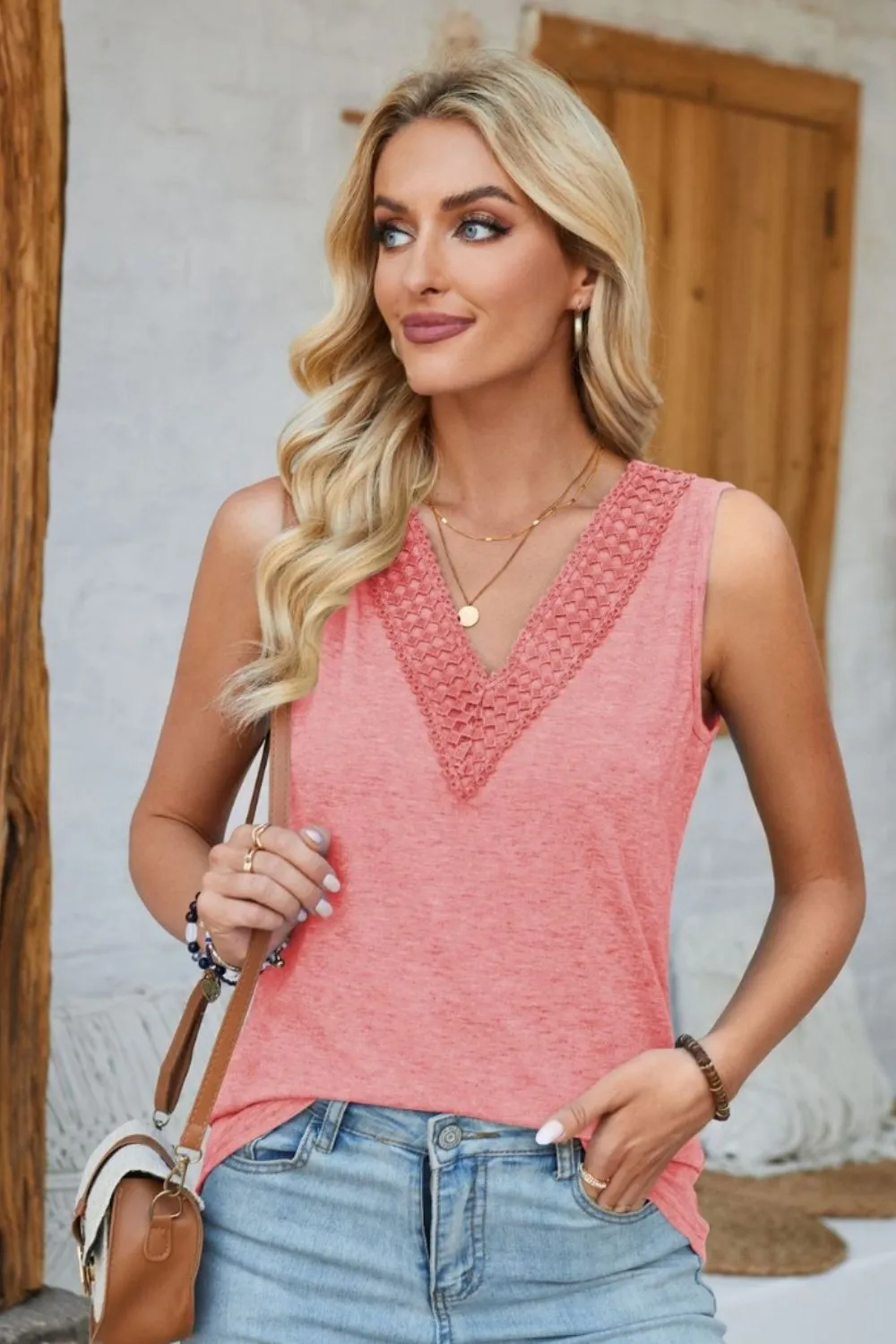 Lace Detail V-Neck Tank, image 15