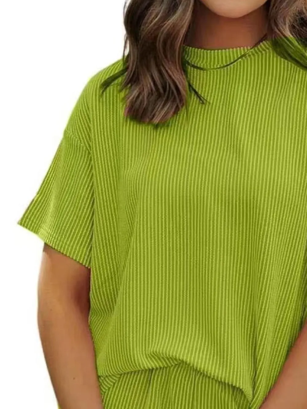 Full Size Ribbed Short Sleeve Top and Shorts Two-Piece Set Plus Size, image 9