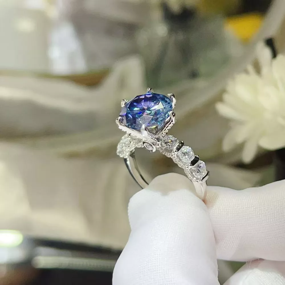5 Carat Moissanite 6-Prong 925 Sterling Silver Ring, image 3