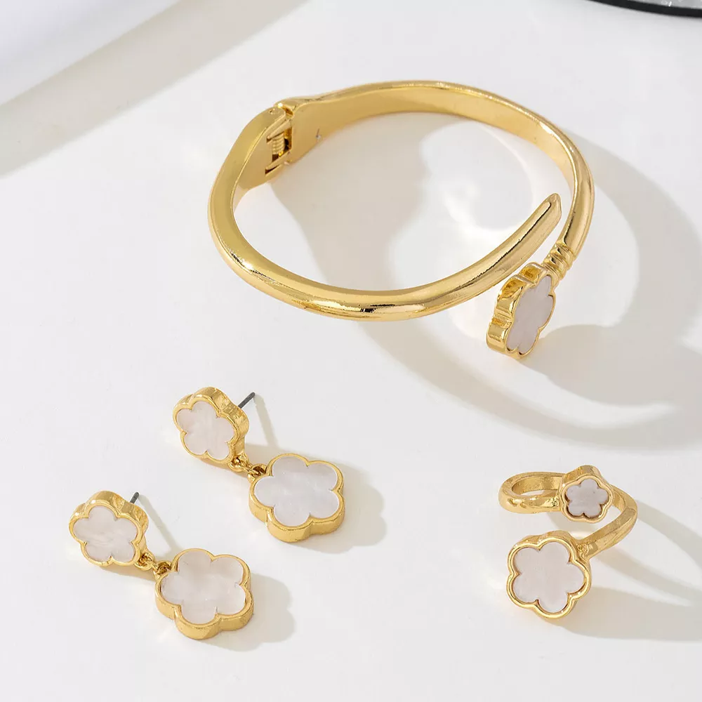 18K Gold-Plated Flower Jewelry Set, image 3