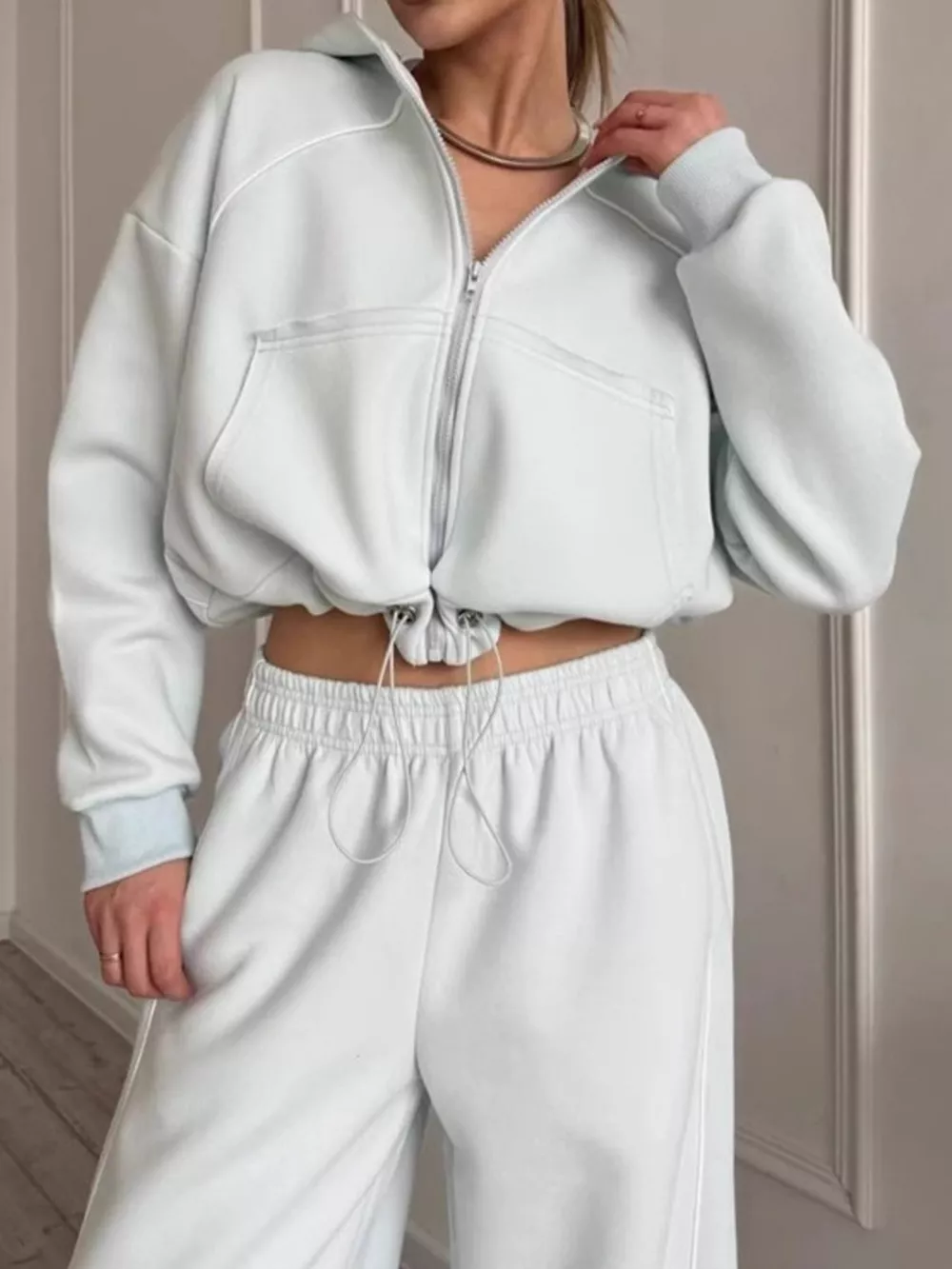 Fleece Zip-Up Hoodie and Joggers Set, image 20