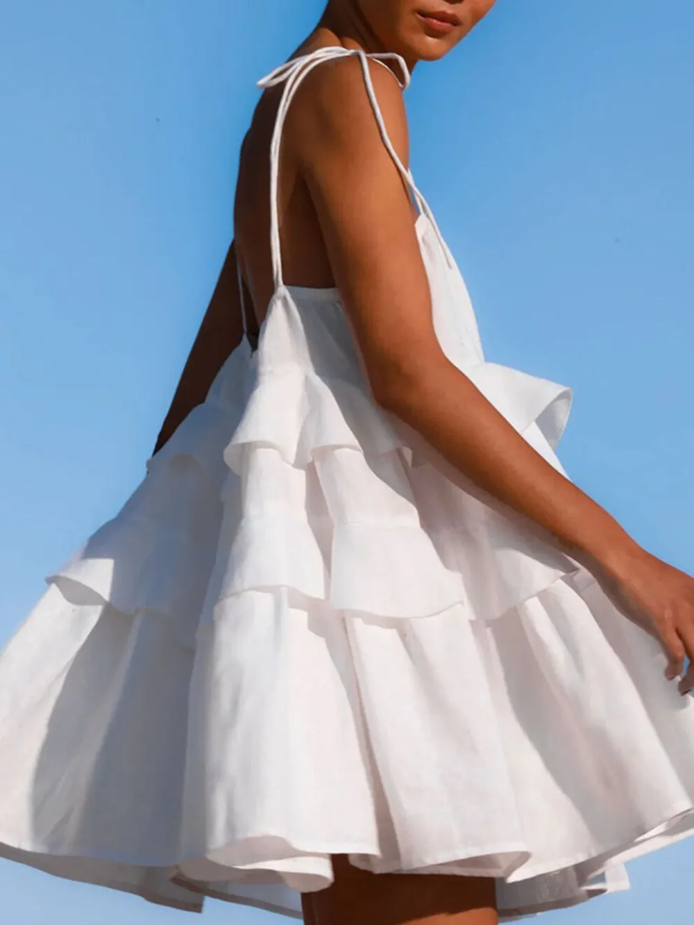 Ruffle Layered Tie Shoulder Cami Dress, image 7