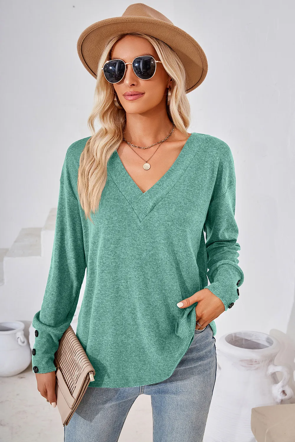 V-Neck Dropped Shoulder T-Shirt, image 10