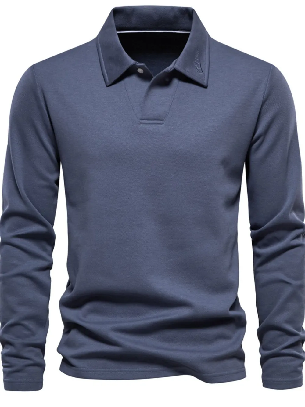Men's Collared Neck Long Sleeve Polo, image 8