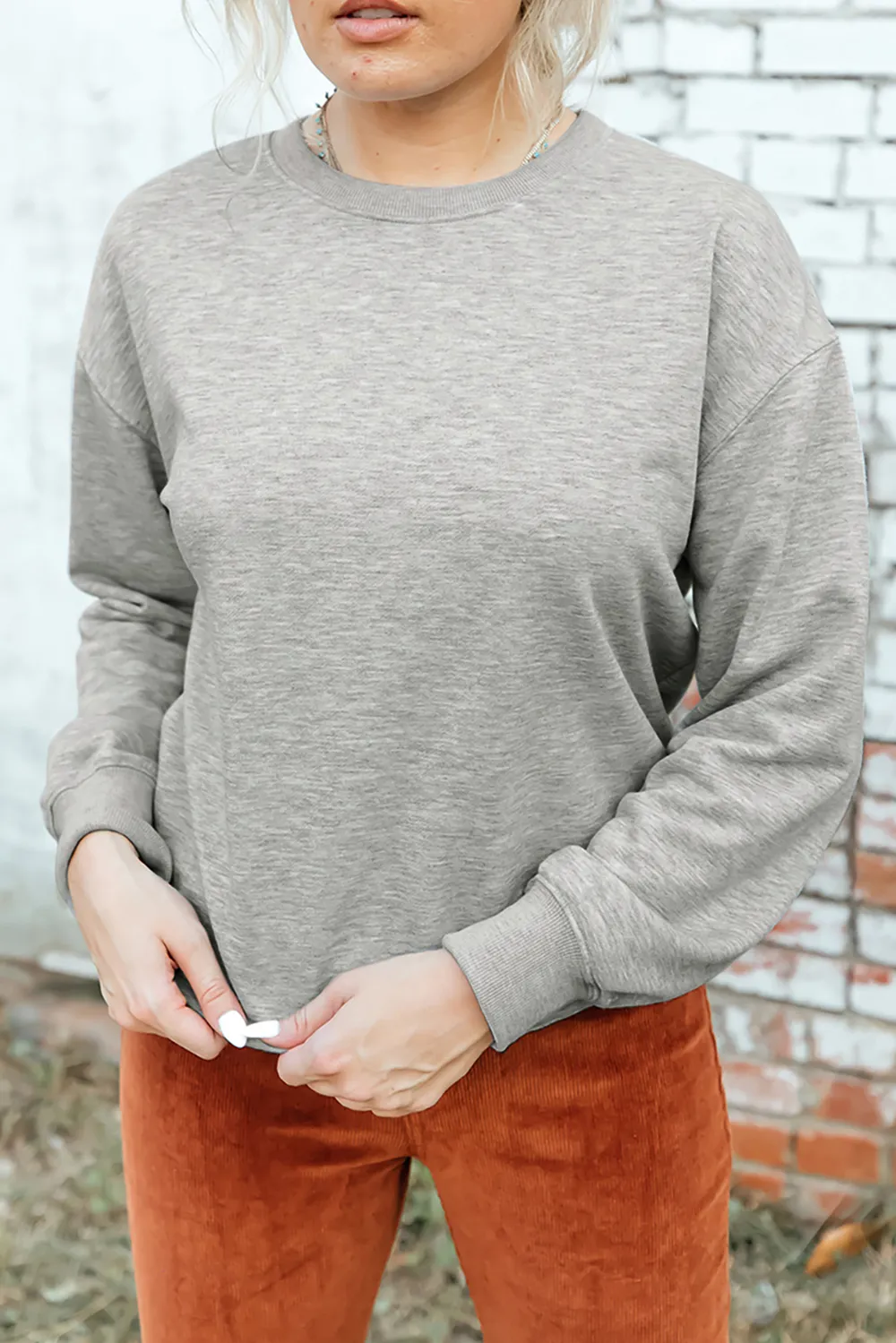 Round Neck Dropped Shoulder Sweatshirt, image 6