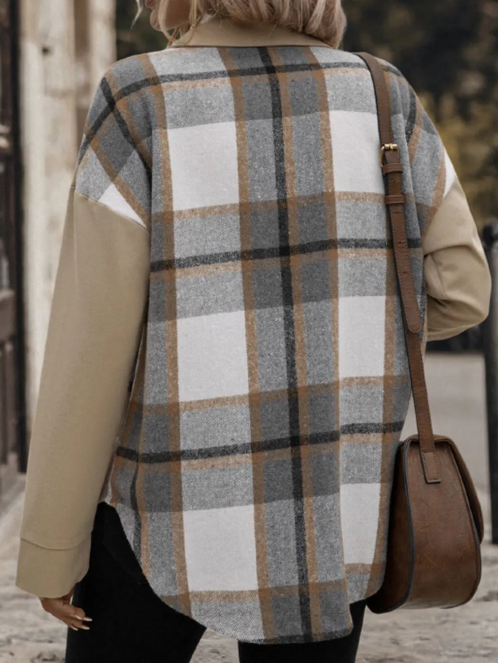 Plaid Snap Down Long Sleeve Shacket, image 3