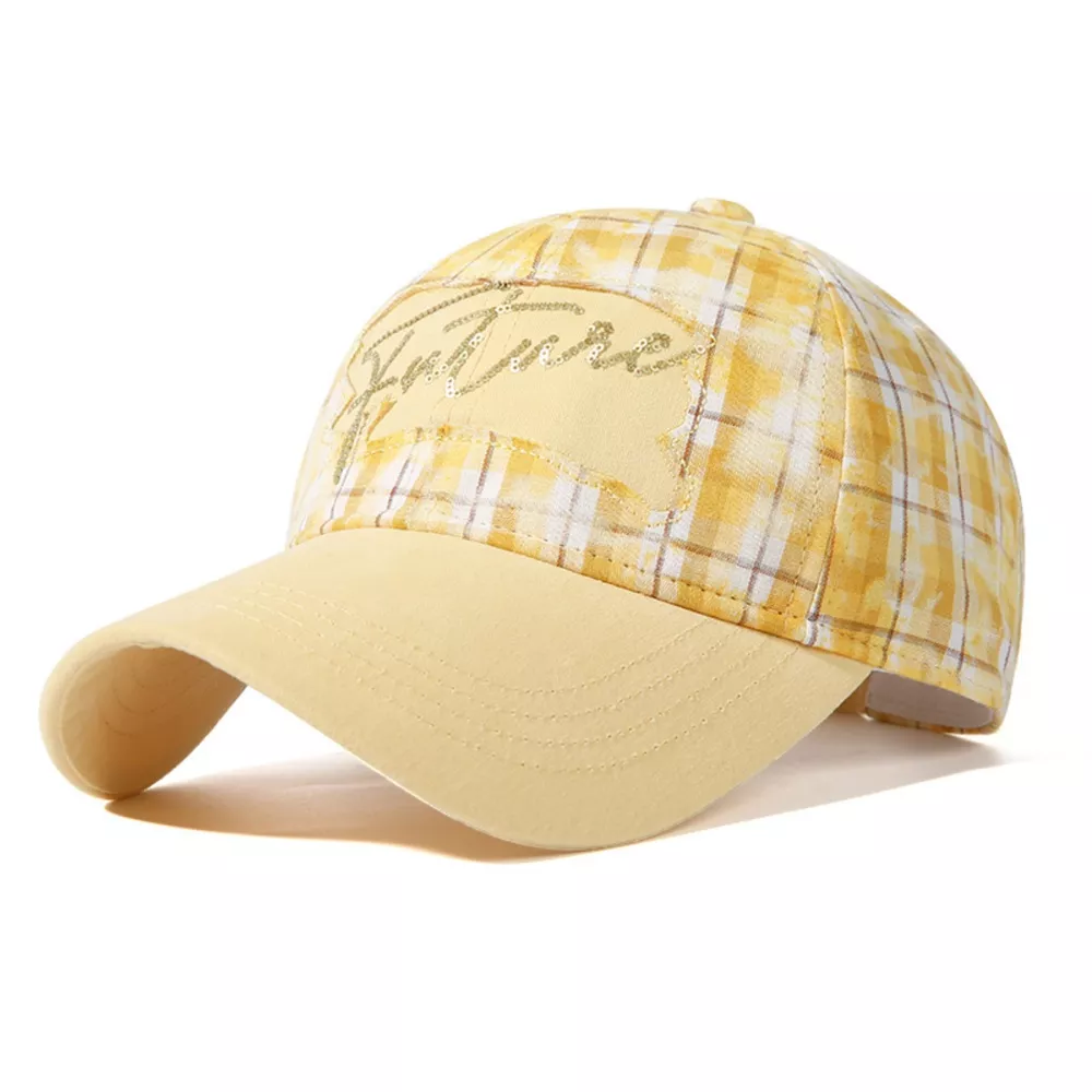 Plaid Baseball Cap with Sequin Detail, image 3