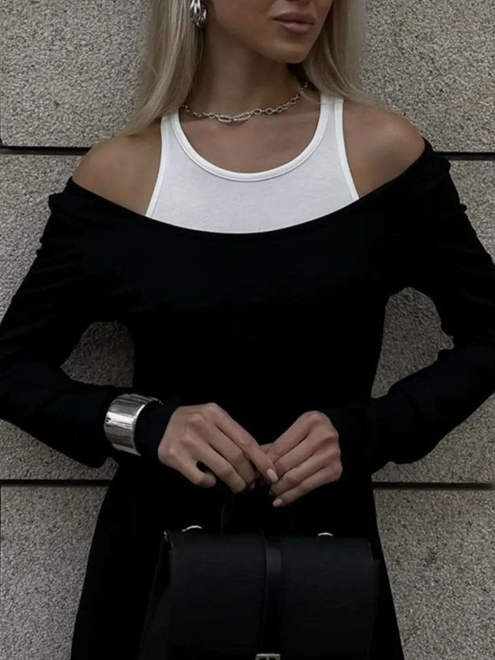 Contrast Long Sleeve Maxi Dress, image 3
