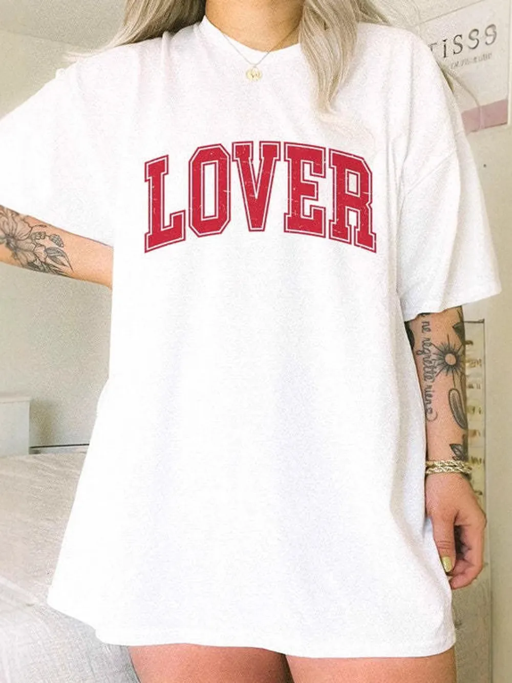 LOVER Round Neck Half Sleeve T-Shirt, image 2