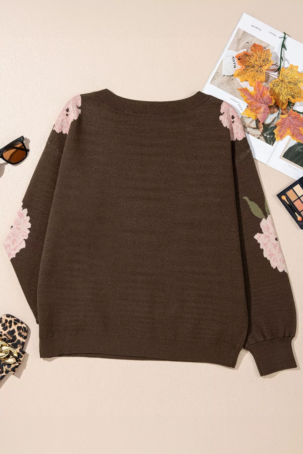 Floral Print Drop Shoulder Relaxed Sweater, image 9
