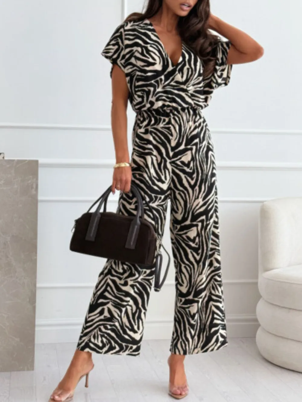 Animal Print Wide Leg Jumpsuit, image 3