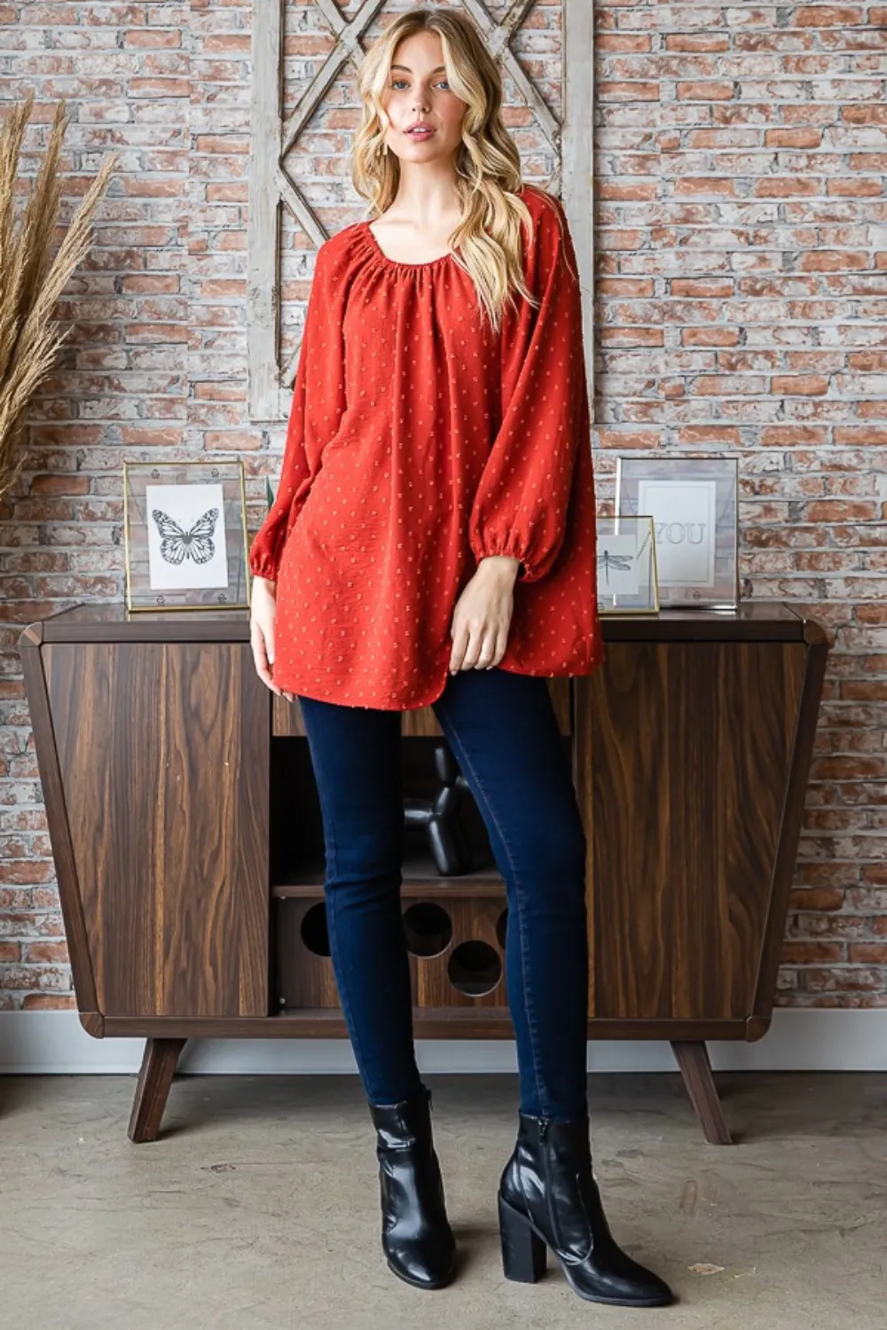 Full Size Swiss Dot Off Shoulder Top, image 6
