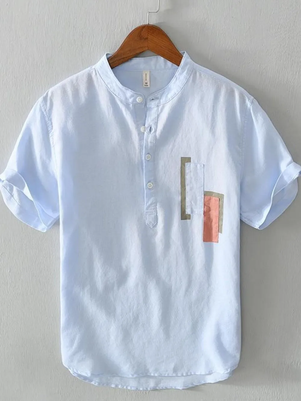 Men's Plus Size Half Button Henley T-Shirt with Contrast Detail, image 3