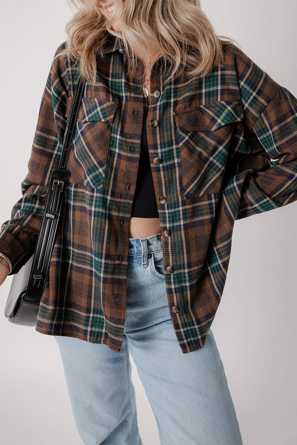 Plaid Button Up Long Sleeve Jacket, image 3