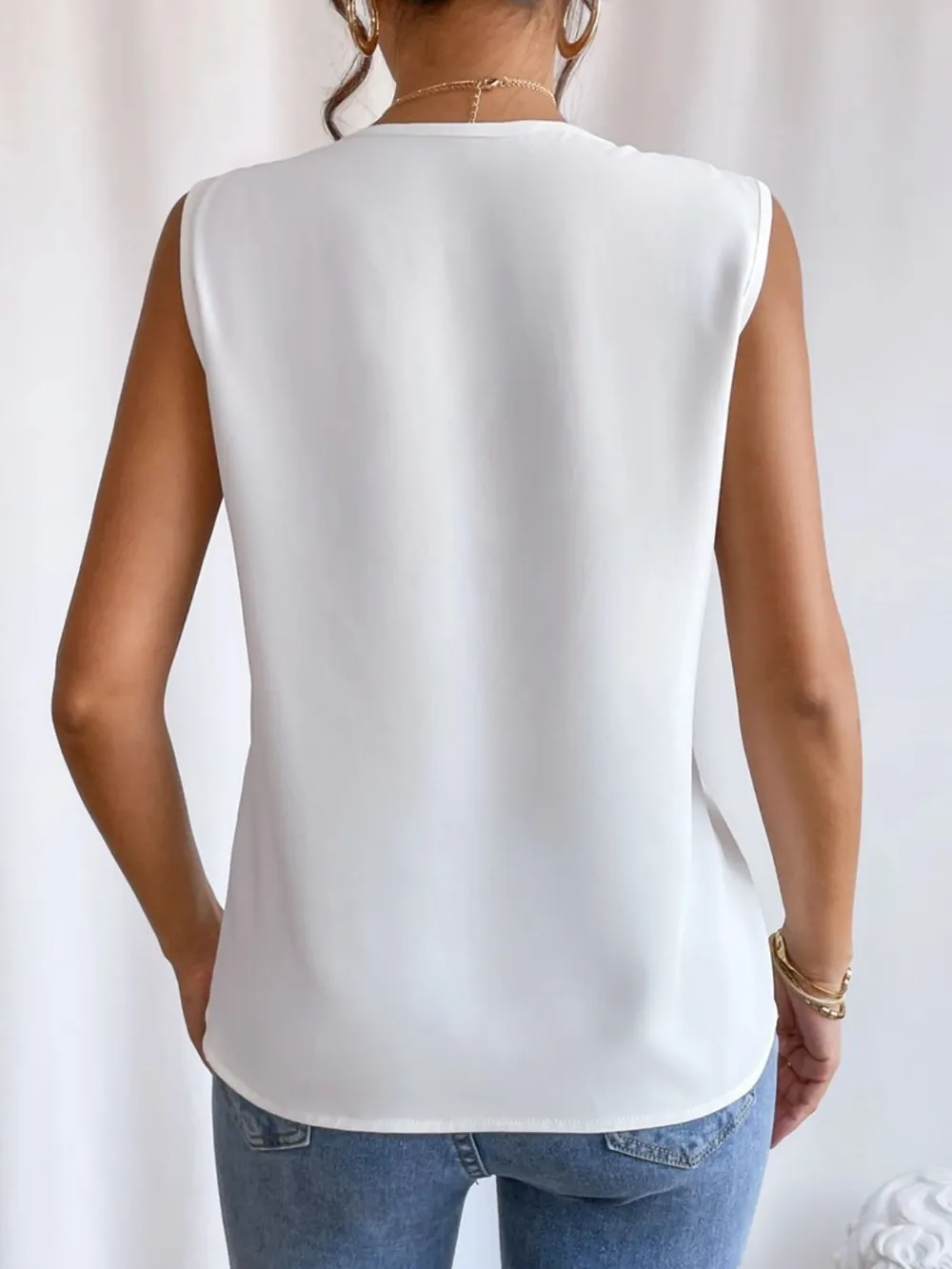 V-Neck Pleated Sleeveless Cami Tank Top, image 8