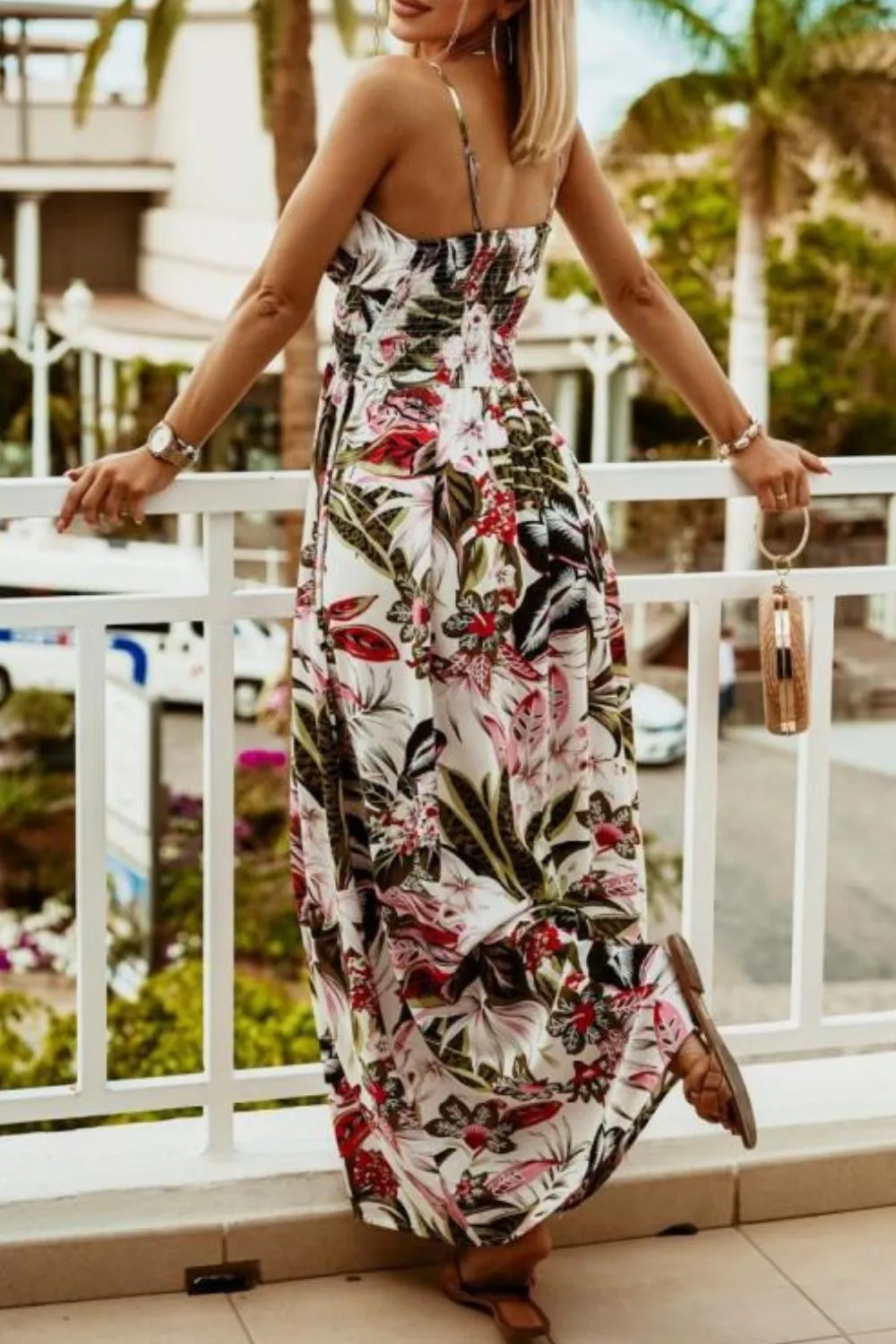 Printed Spaghetti Strap Maxi Dress, image 11