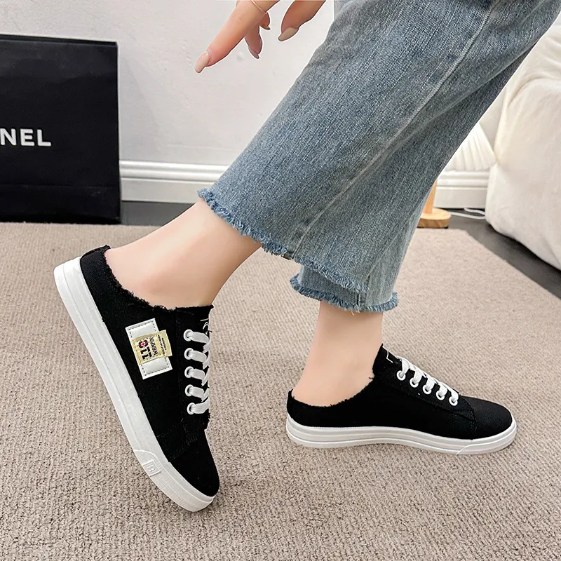 Frayed Hem Lace Up Canvas Sneakers, image 5