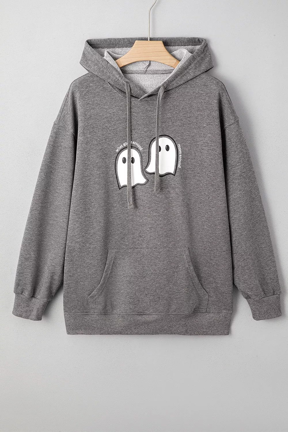 Halloween Ghost Print Mineral Wash Oversize Hoodie, image 3