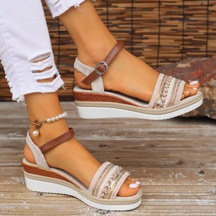 Open Toe Platform Wedge Sandals, image 2