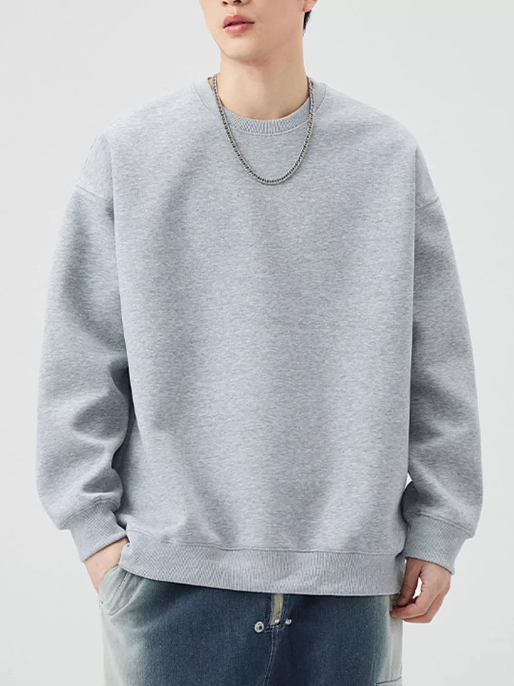 Men's Plus Size Crew Neck Long Sleeve Sweatshirt, image 8
