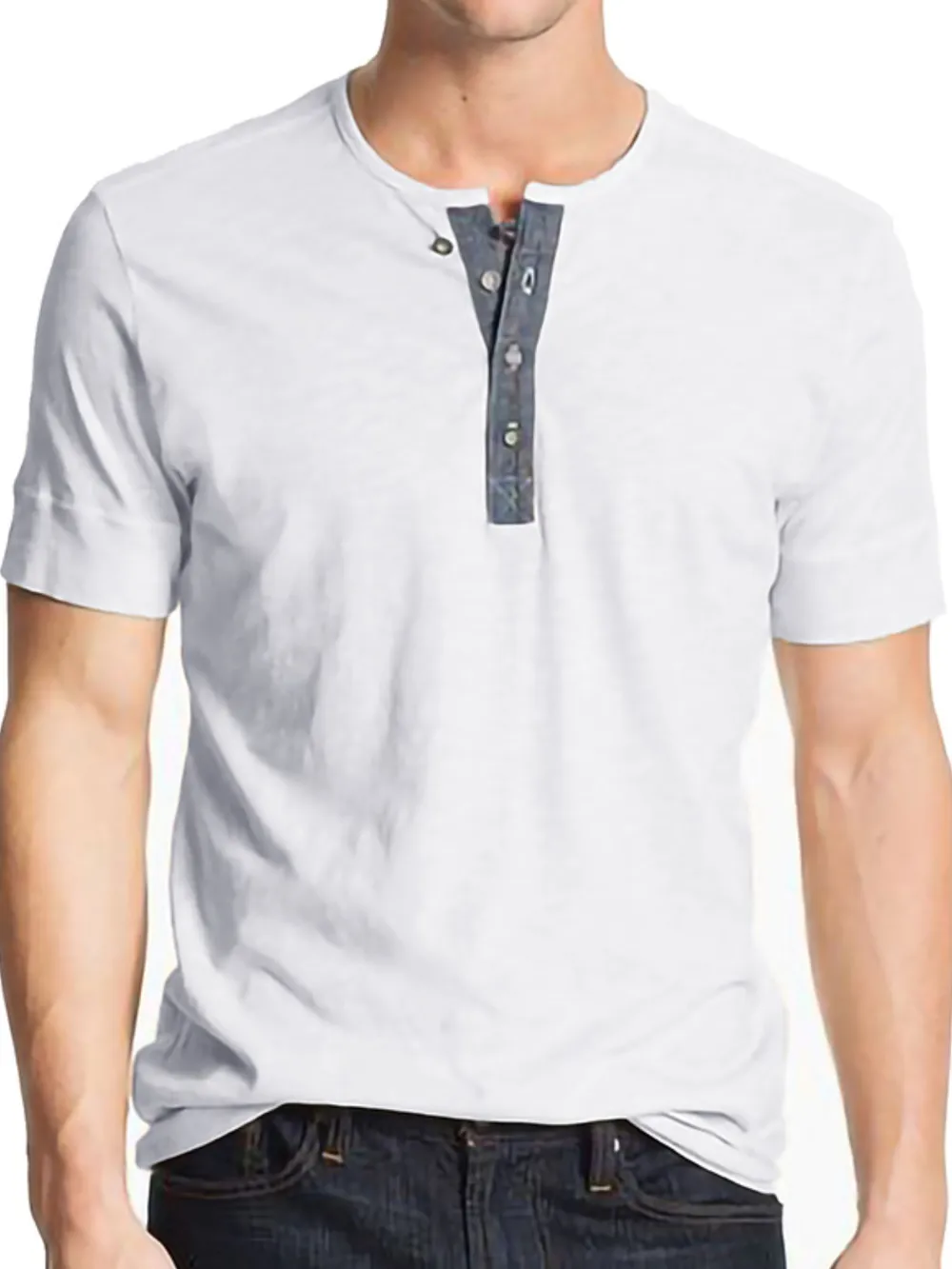 Men's Classic Button Detail Henley Polo T-Shirt, image 2