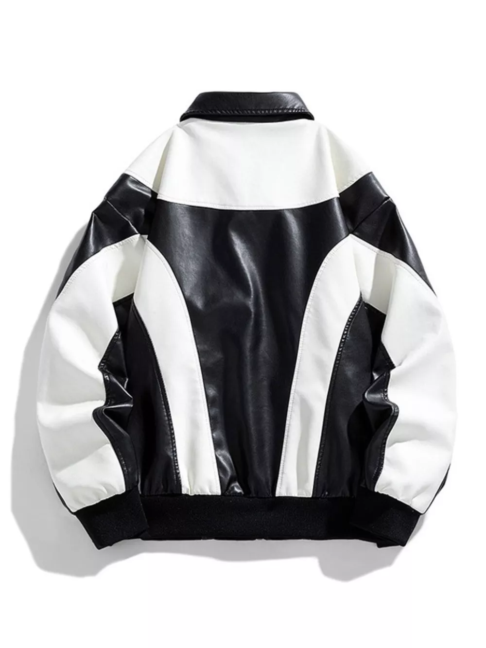 Men's Two-Tone Retro Style Faux Leather Jacket, image 3