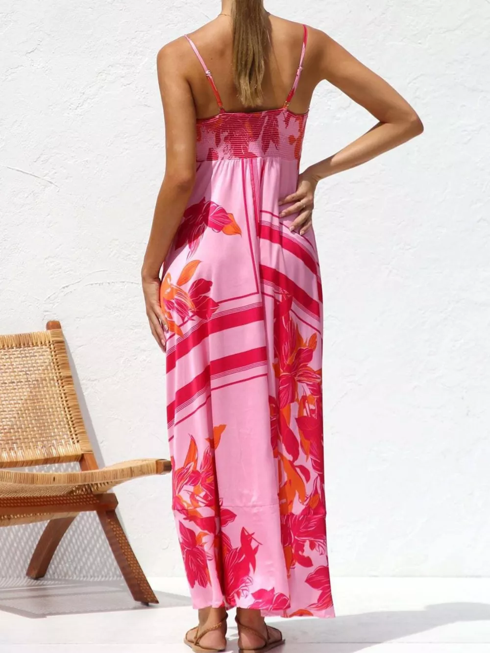 Printed Spaghetti Strap Maxi Dress, image 8