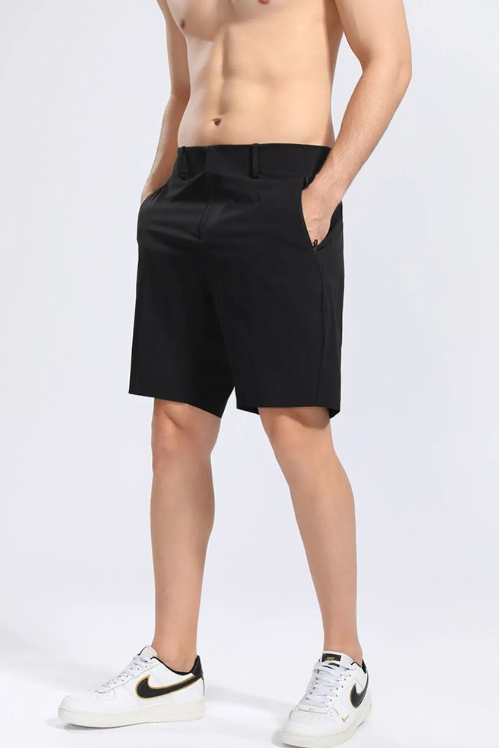 Men's Plus Size Side Zip Detail Shorts