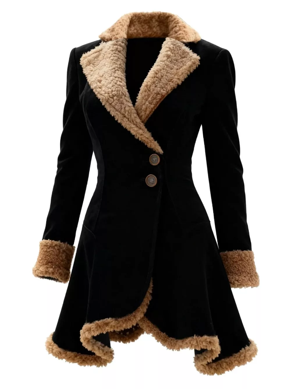 Vintage Suede Sherpa Trimmed Winter Coat