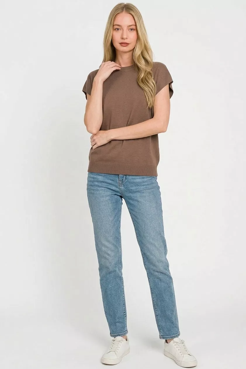 Viscose Round-neck Short Sleeve Sweater, image 2