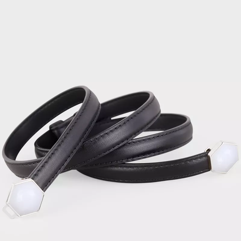 Leather Belt with Geometric Buckle