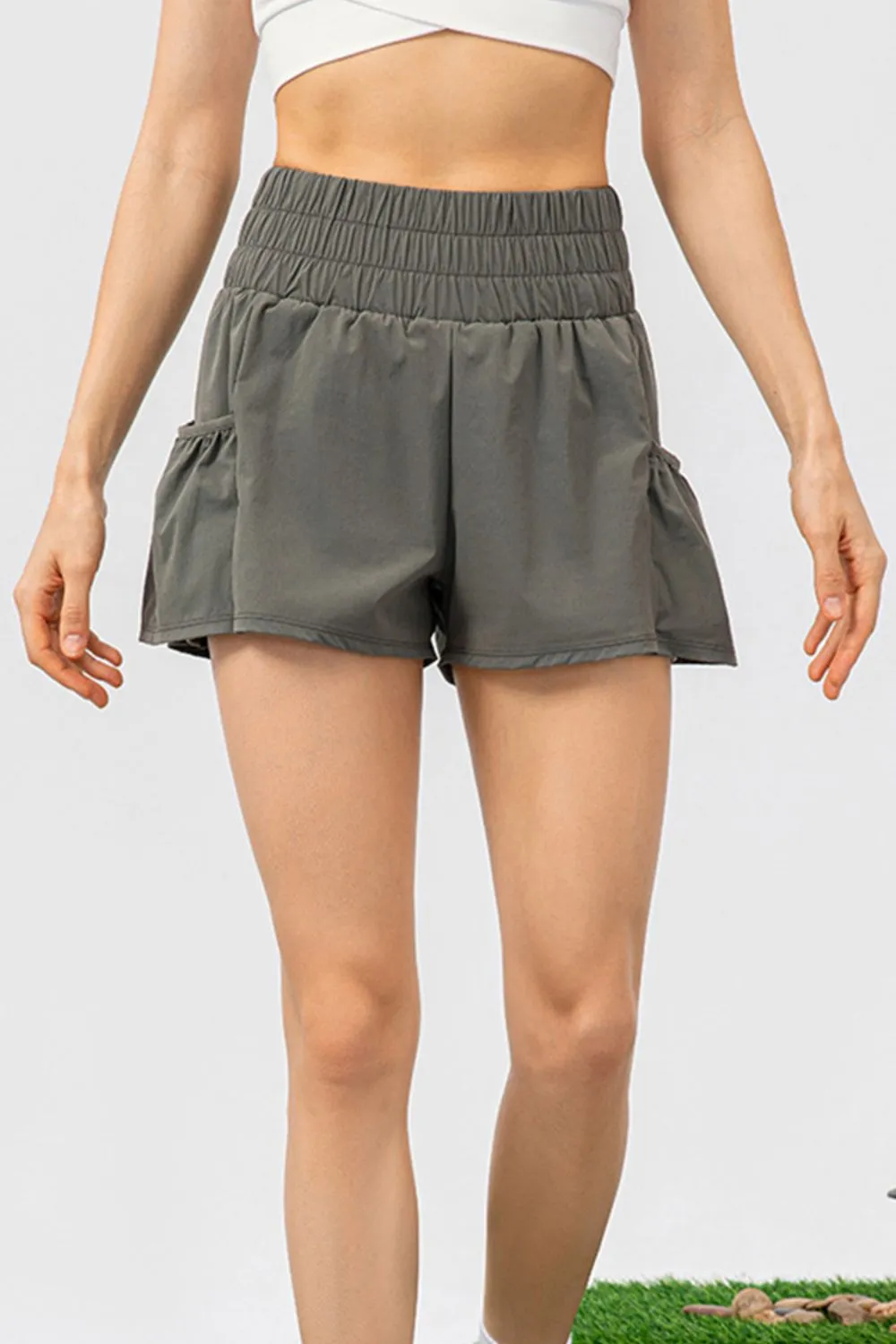Elastic Waist Pocketed Active Shorts, image 9