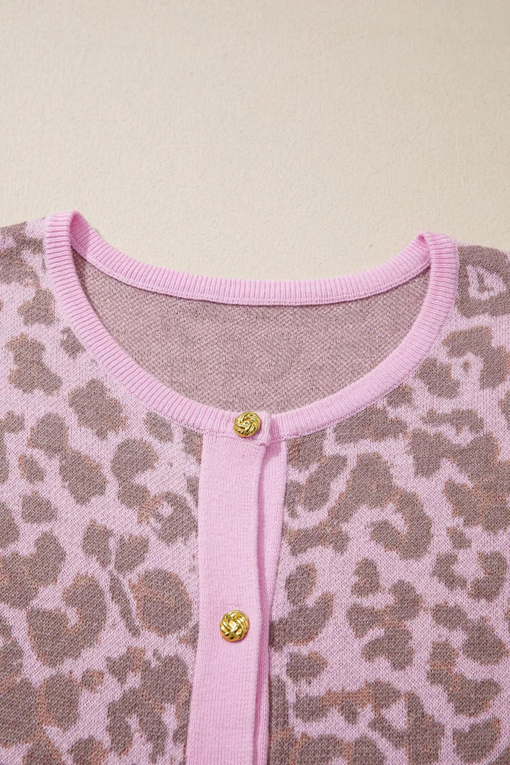 Leopard Button Down Short Sleeve Sweater Cardigan, image 5