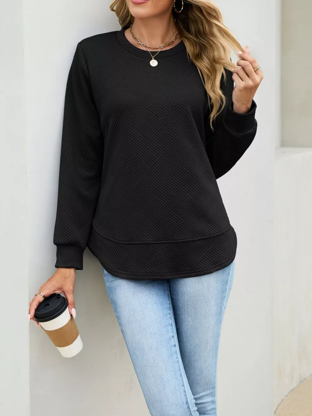 Textured Crew Neck Sweatshirt, image 16