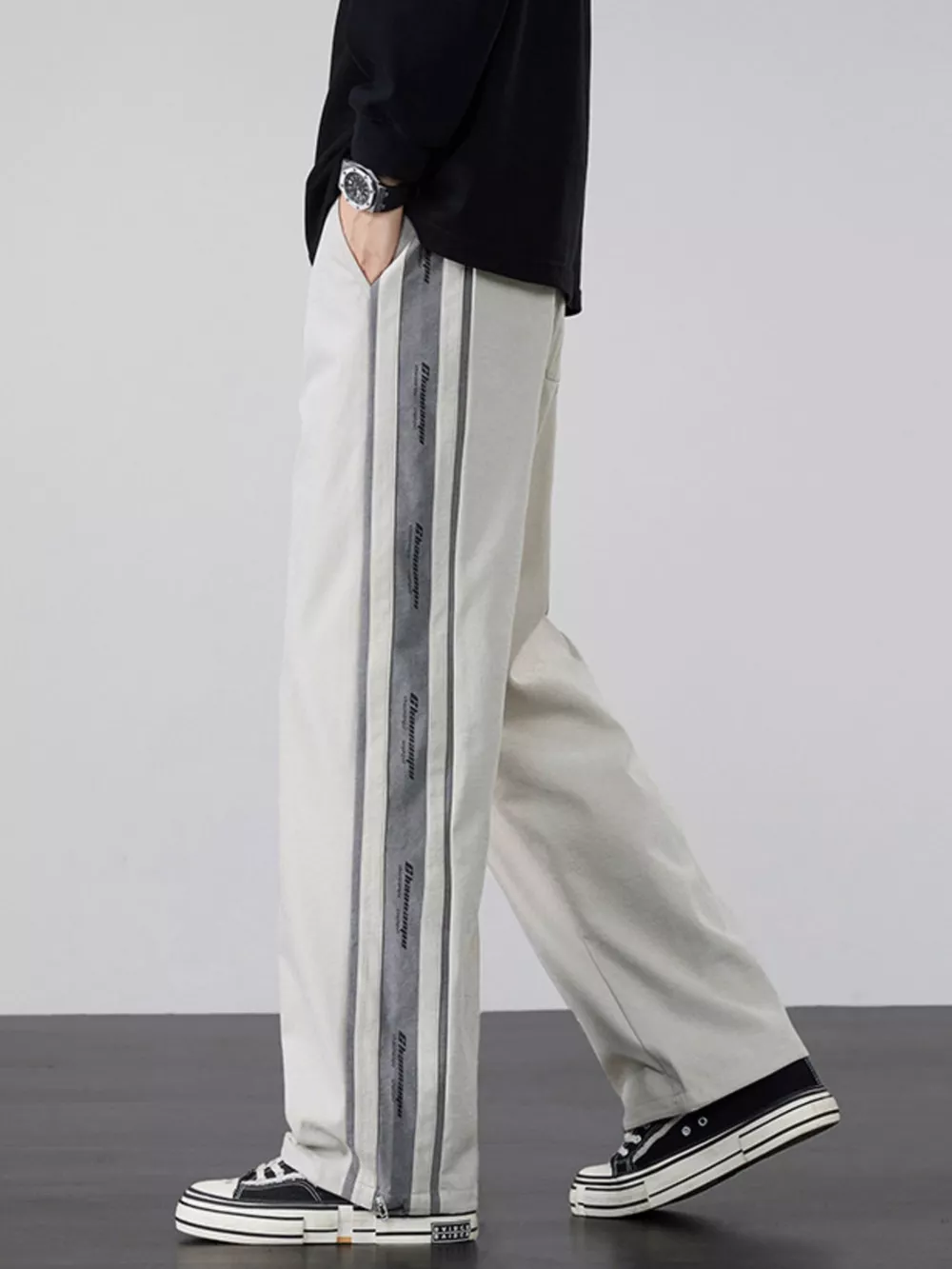 Men's Plus Size Striped Side Loose Fit Casual Pants, image 10