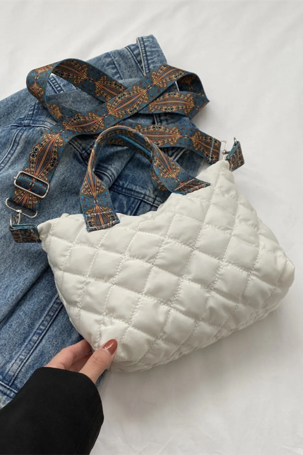 Bubble Textured Printed Strap Handbag, image 5