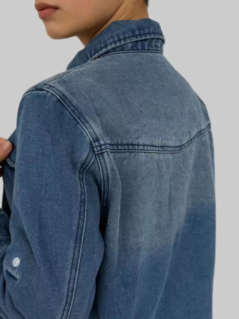 Button Down Classic Western Style Denim Top, image 9