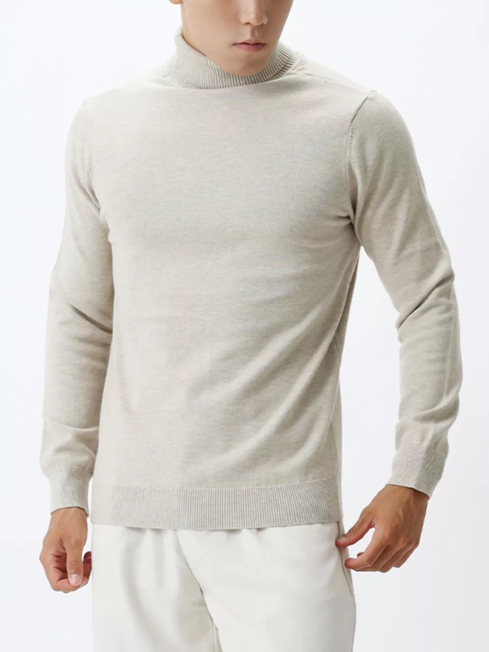 Men's Plus Size Slim-Fit Ribbed Turtleneck Sweater, image 2