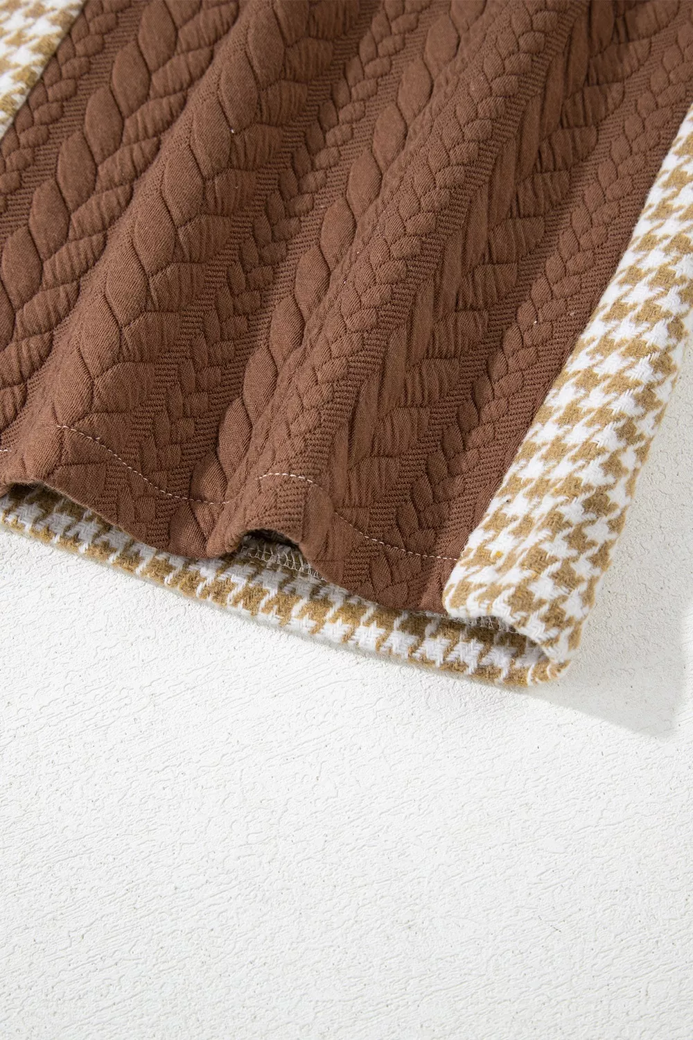 Button Down Houndstooth Color Block Shacket, image 4