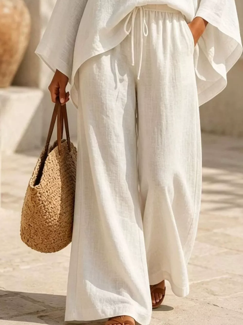 Full Size Loose Fit Top and Wide-Leg Pants Set Plus Size, image 4
