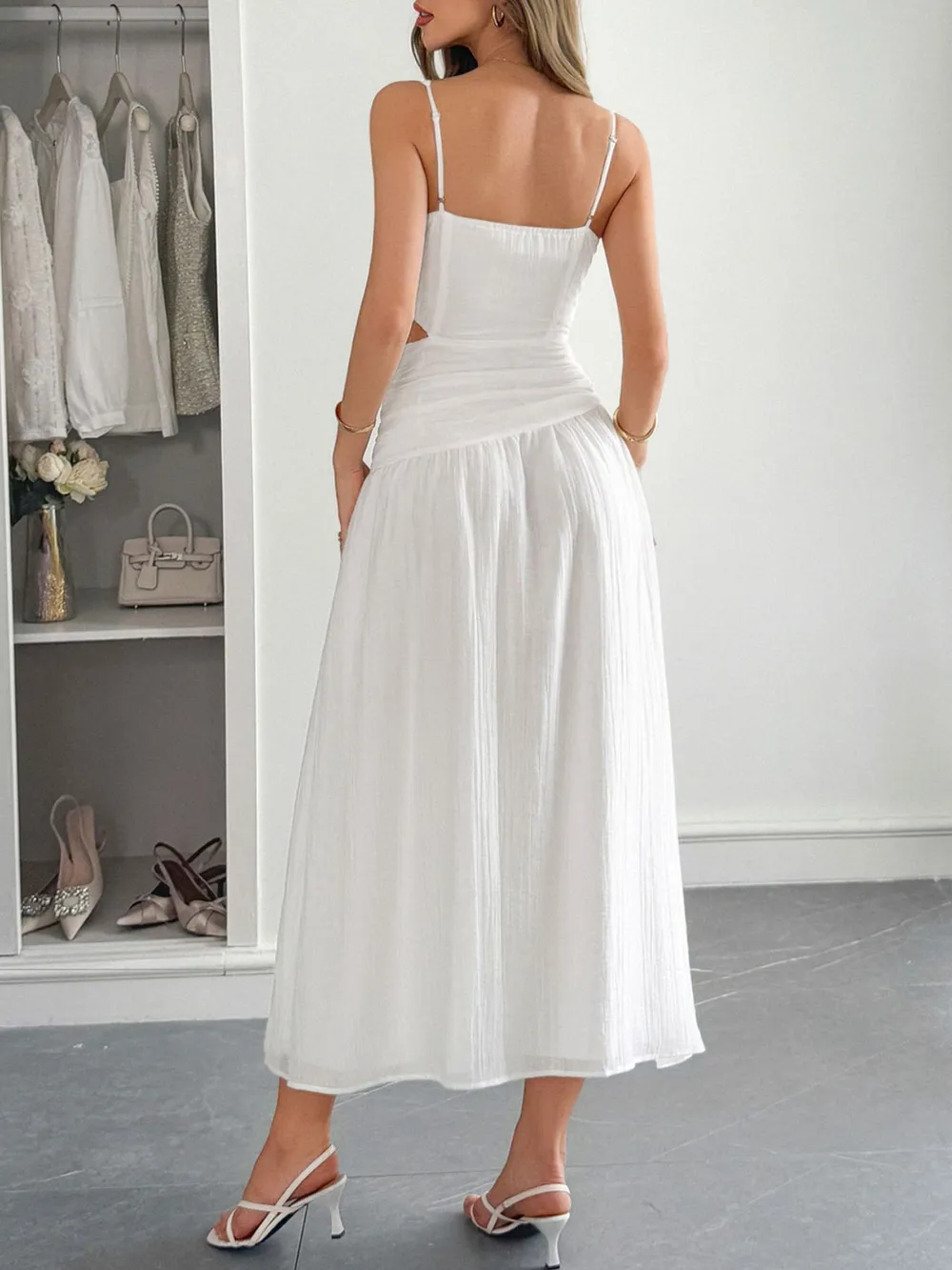 Cutout V-Neck Sleeveless Midi Dress, image 3