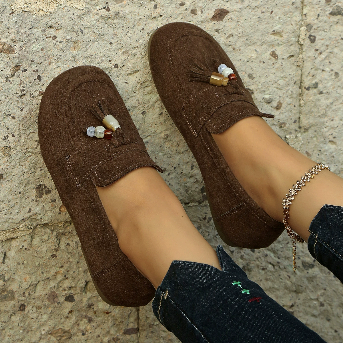 Tassel Round Toe Slip-Ons, image 9