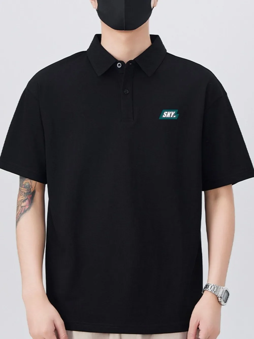 Men's Plus Size Button Detail Short Sleeve Polo, image 3