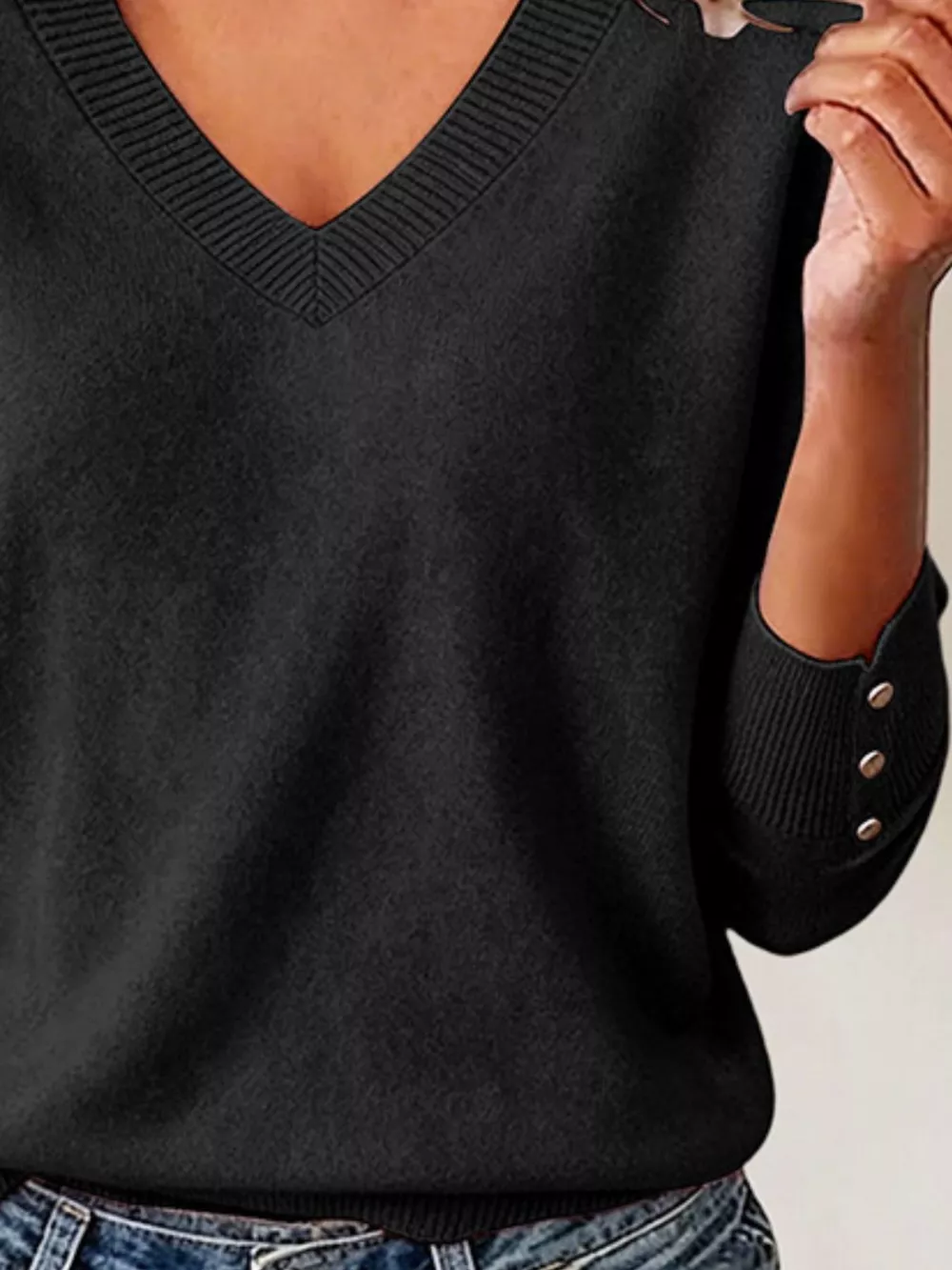 V-Neck Long Sleeve Sweater w, image 15